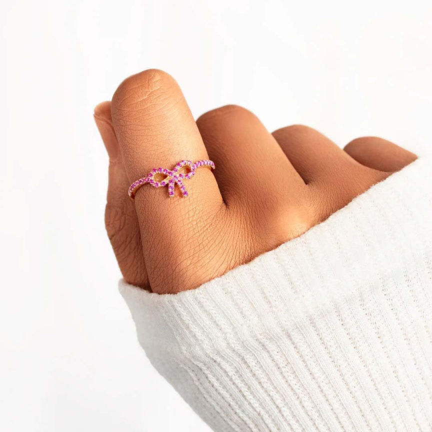 Pink Pave Bow Ring