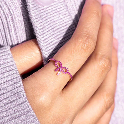 Pink Pave Bow Ring